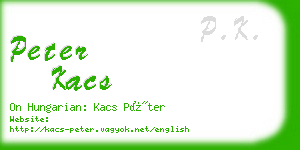 peter kacs business card